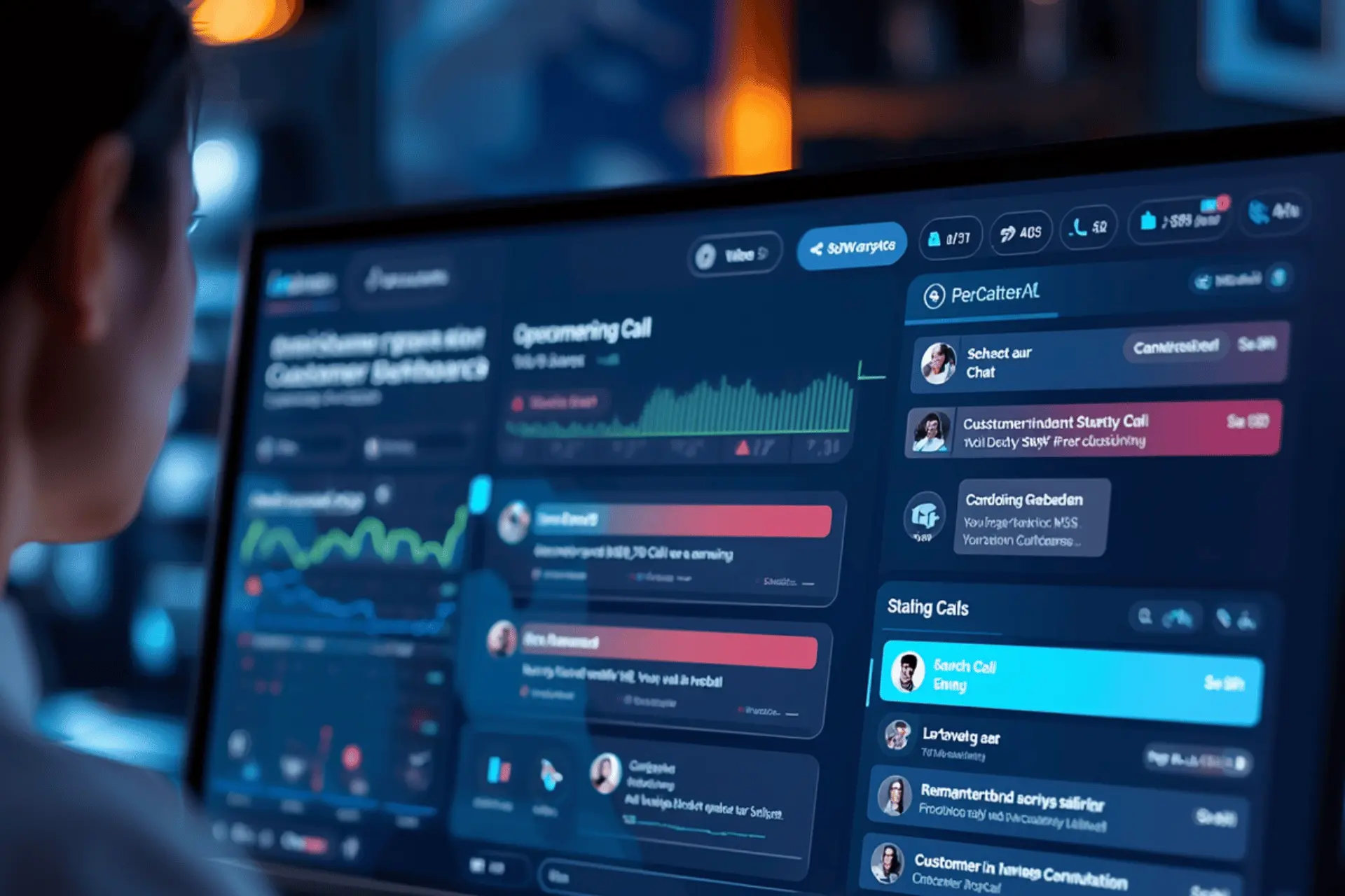Branded Riv.ai illustration representing AI voice agents for customer engagement.