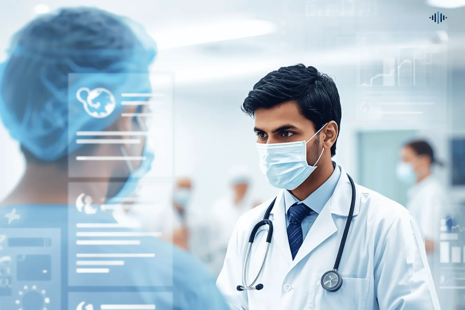 Riv.ai healthcare communication visual representing patient engagement across connected digital channels.